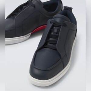 $945 Christian Louboutin Jimmy Adolon Leather Sneakers Blue EU 45 US 12 New